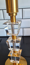 Bordlampe, klare firkanter, guld, høj. Inkl. decor pære