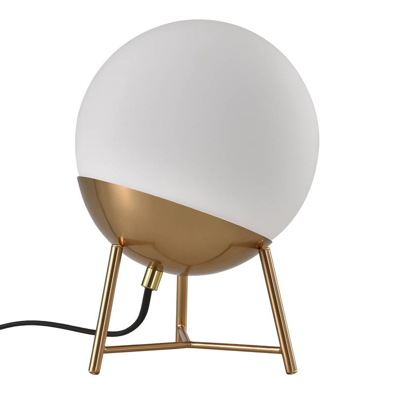 Bordlampe hvid kugle på guld stativ inkl. pære
