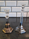 Glas lysestage høj, grålig