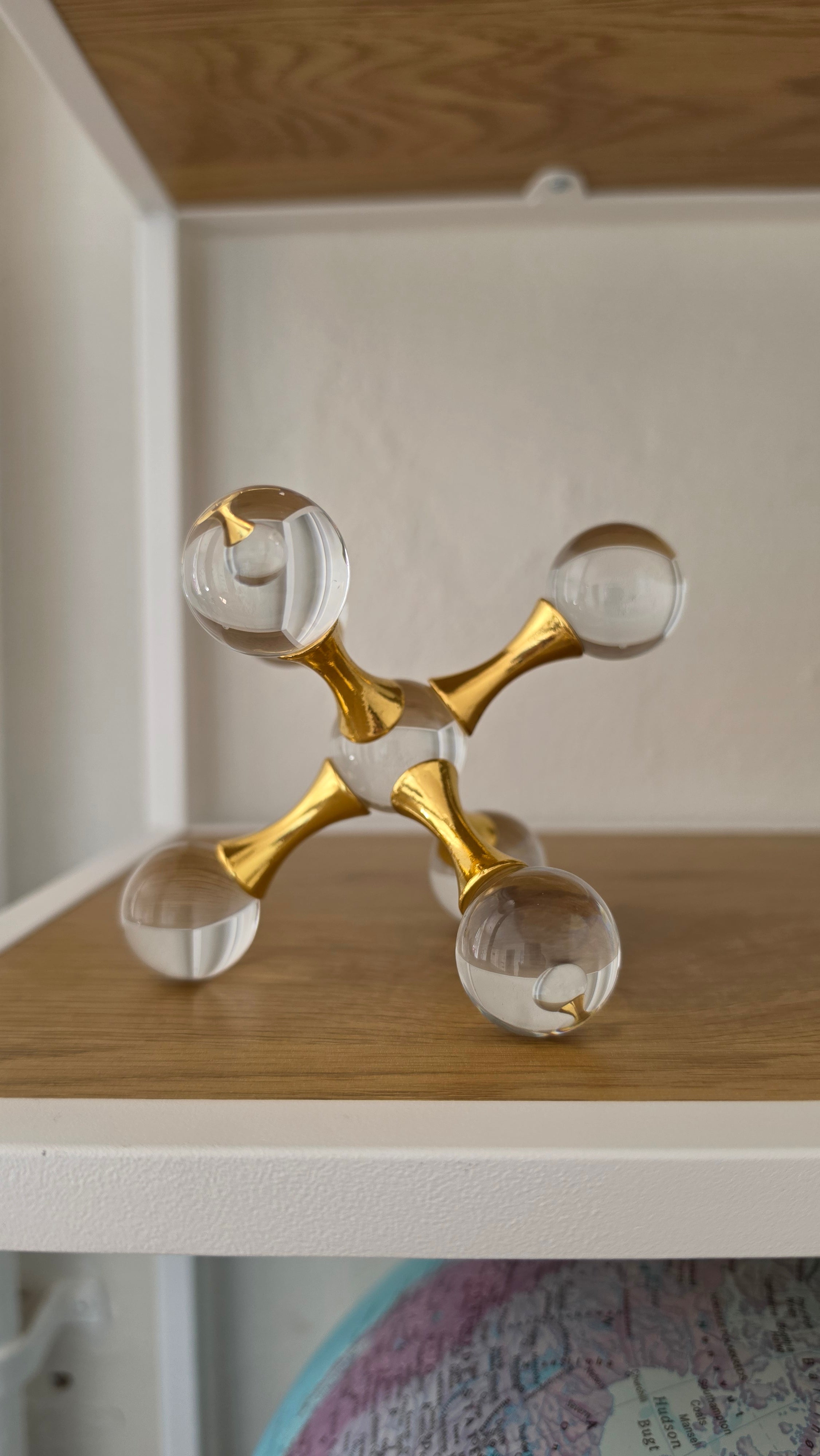 Decor, stor molekyle, guld/glas