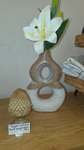Vase "8" tal, beige/jord, inkl. blomst