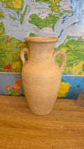 Keramik vase m/hanke. Beige/natur farvet