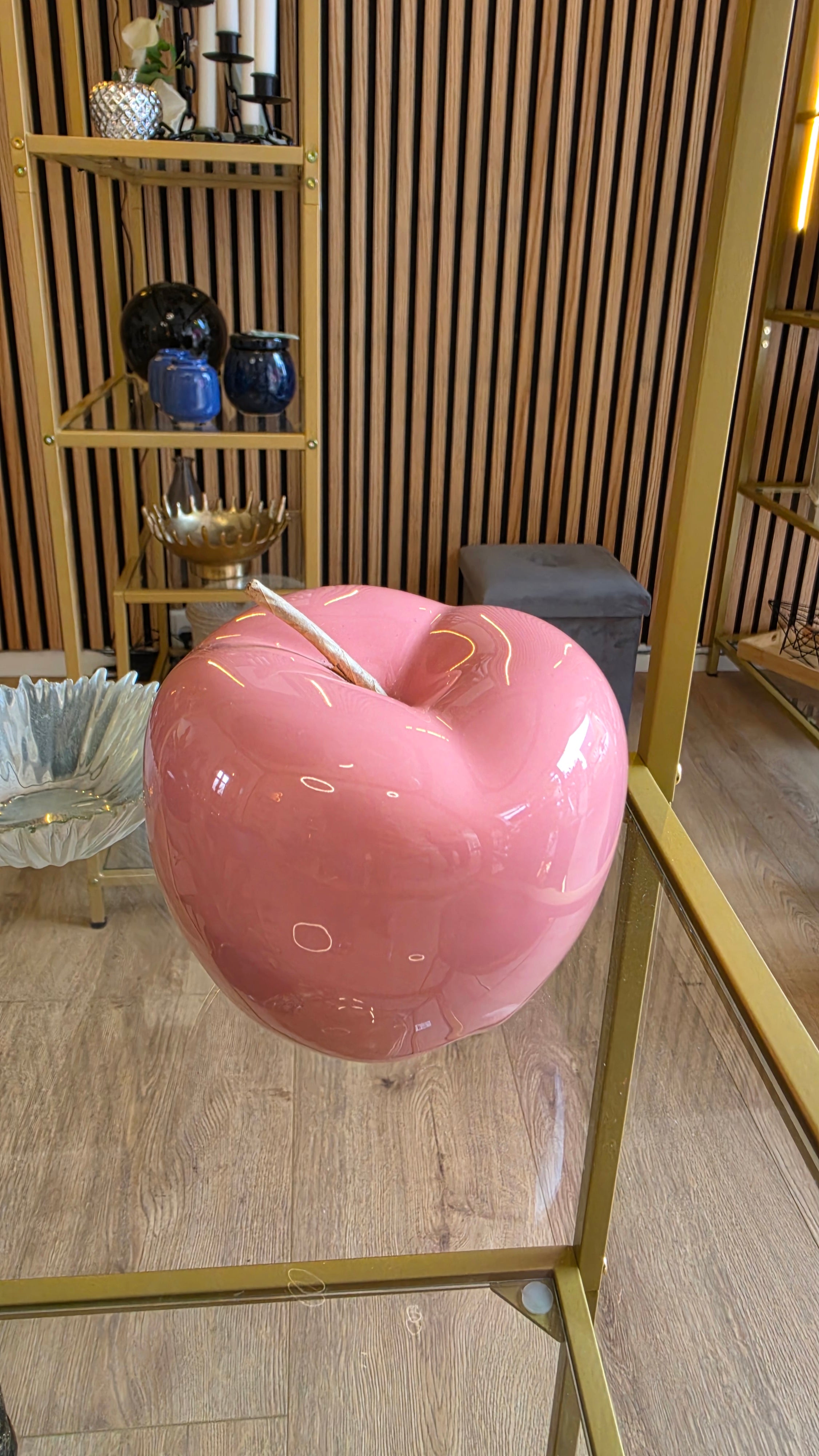 Decor æble, stor, porcelæn, rosa