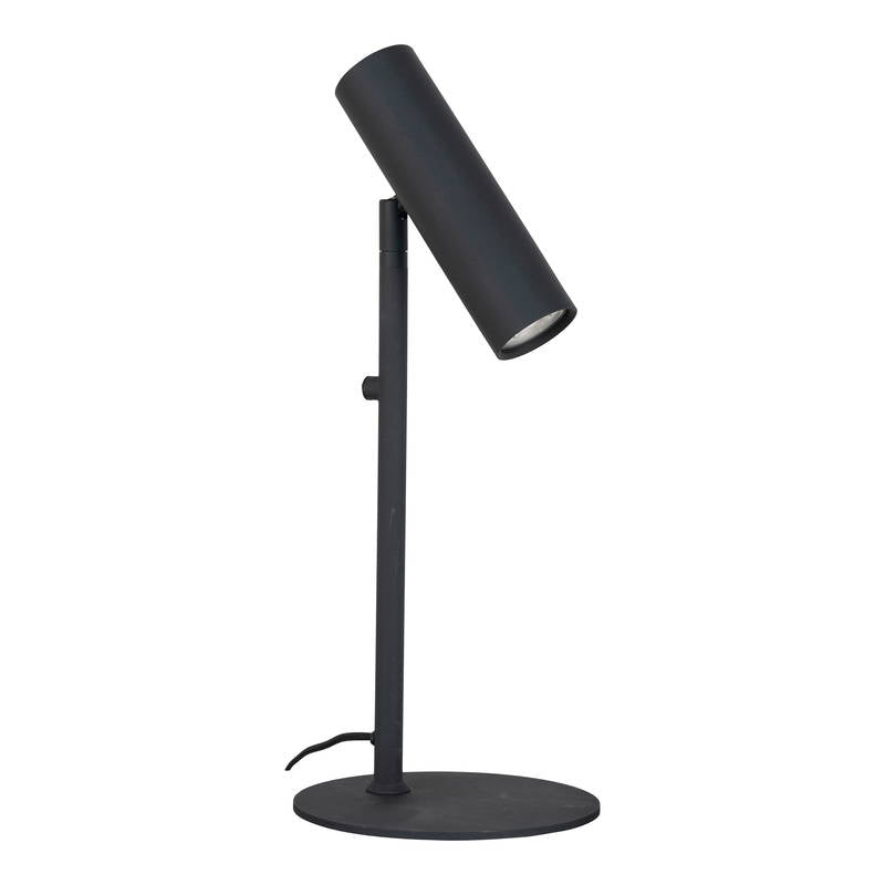 Bordlampe, rund fod, metal, sort. Inkl. pære