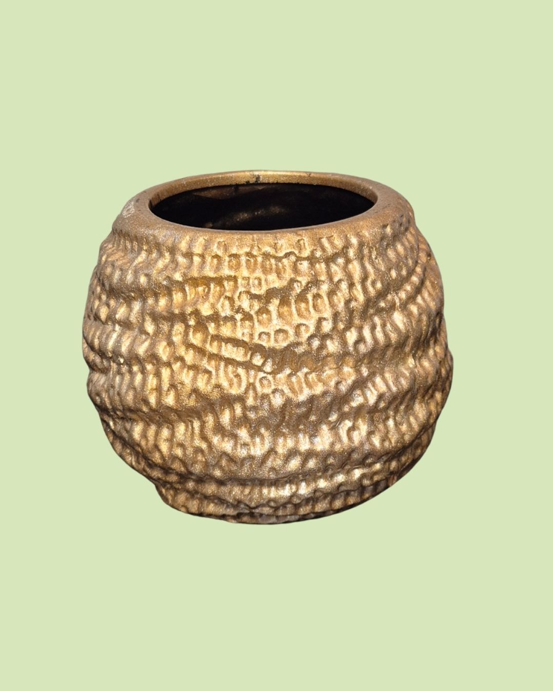 Blomsterpotte, guld, ruflet