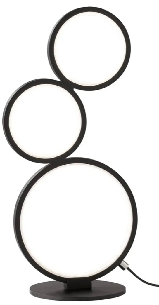 Bordlampe m/3 cirkler H45 cm, sort