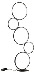 Gulvlampe med cirkler, H115 cm. Rund fod, sort.