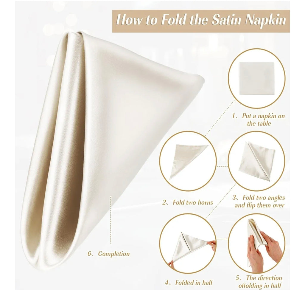 Stofserviet, satin, champagne farvet, pr. stk