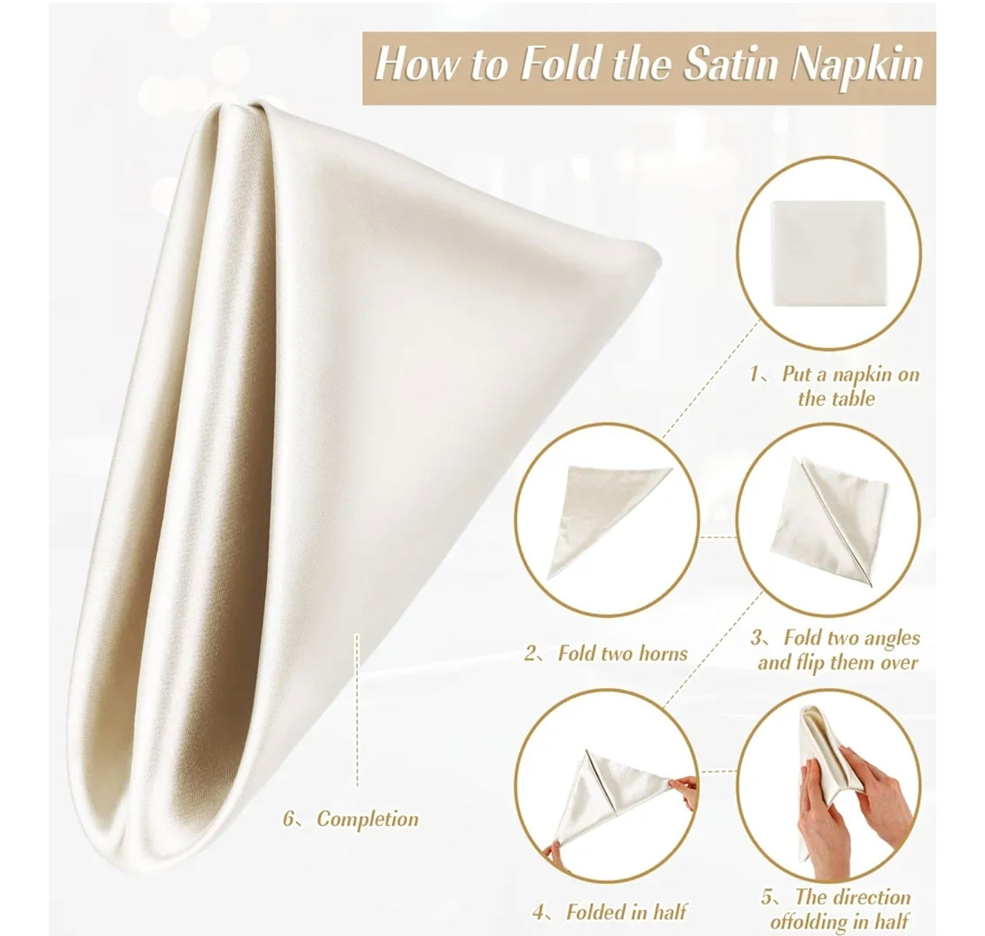 Stofserviet, satin, champagne farvet, pr. stk