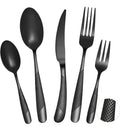 Bestik til 1 pers. Sort tern. Kniv, gaffel, kagegaffel, ske, teske