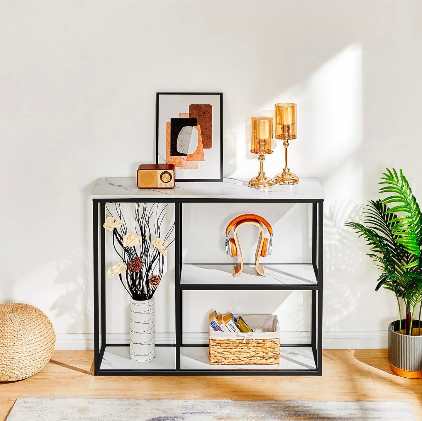 Konsolbord, marmor look/metal