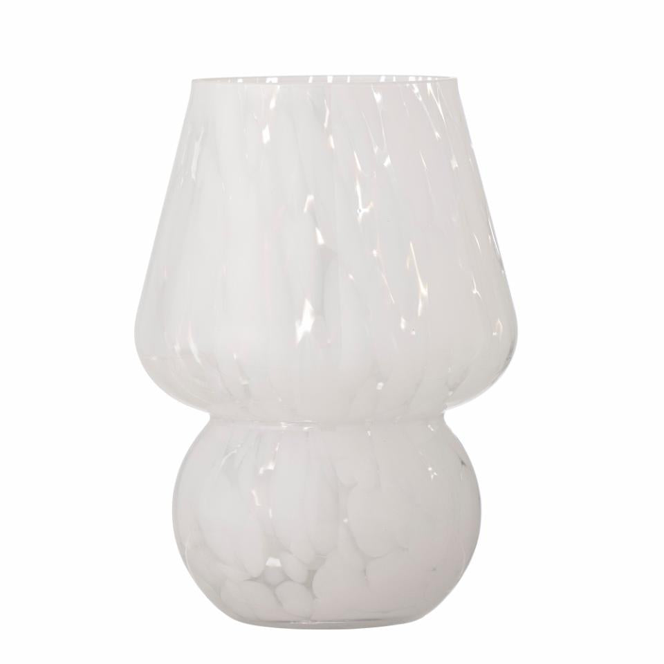 Vase, hvid mønster glas