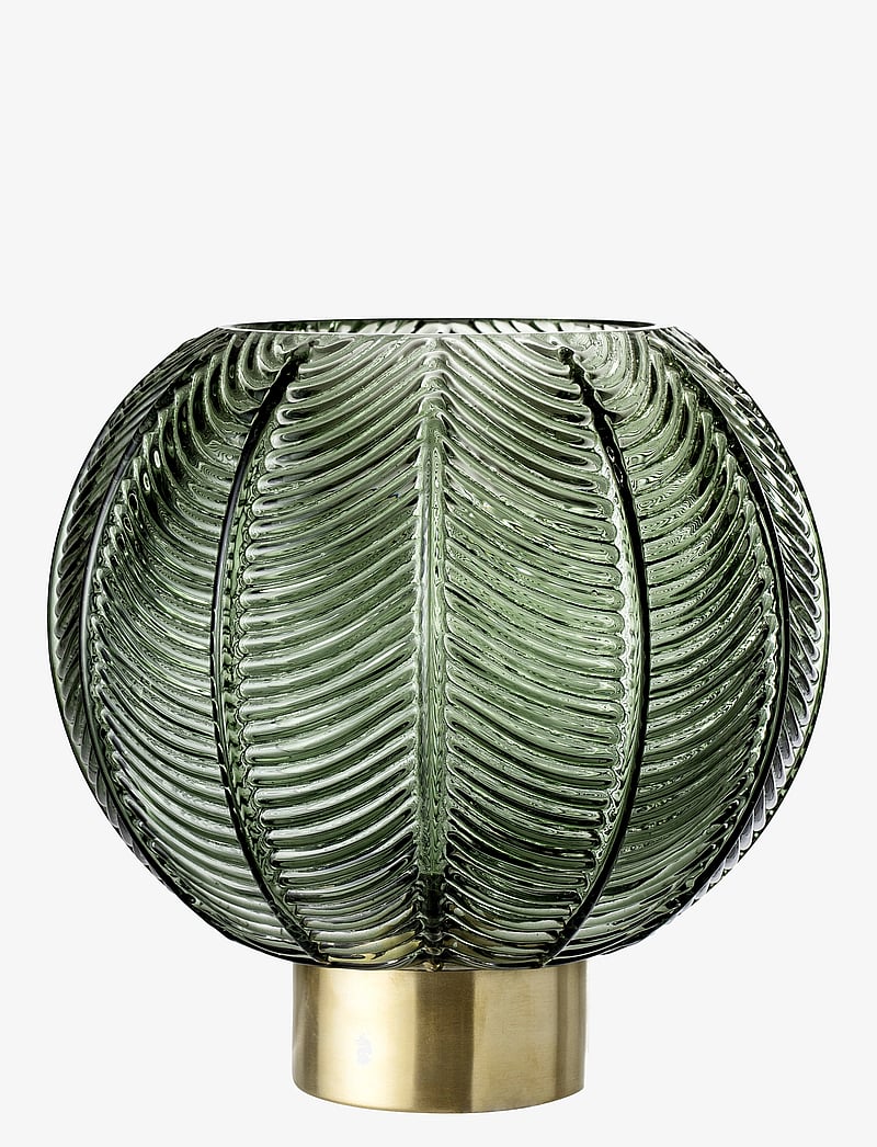 Rund vase grøn m/guld. H21 cm