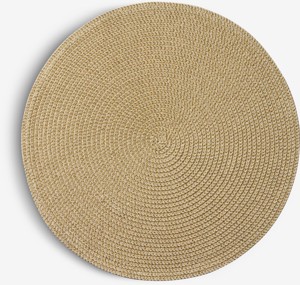 Dækkeserviet, rund, Ø38 cm m/guld