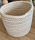 Lille kurv, bomuld, beige m/sort