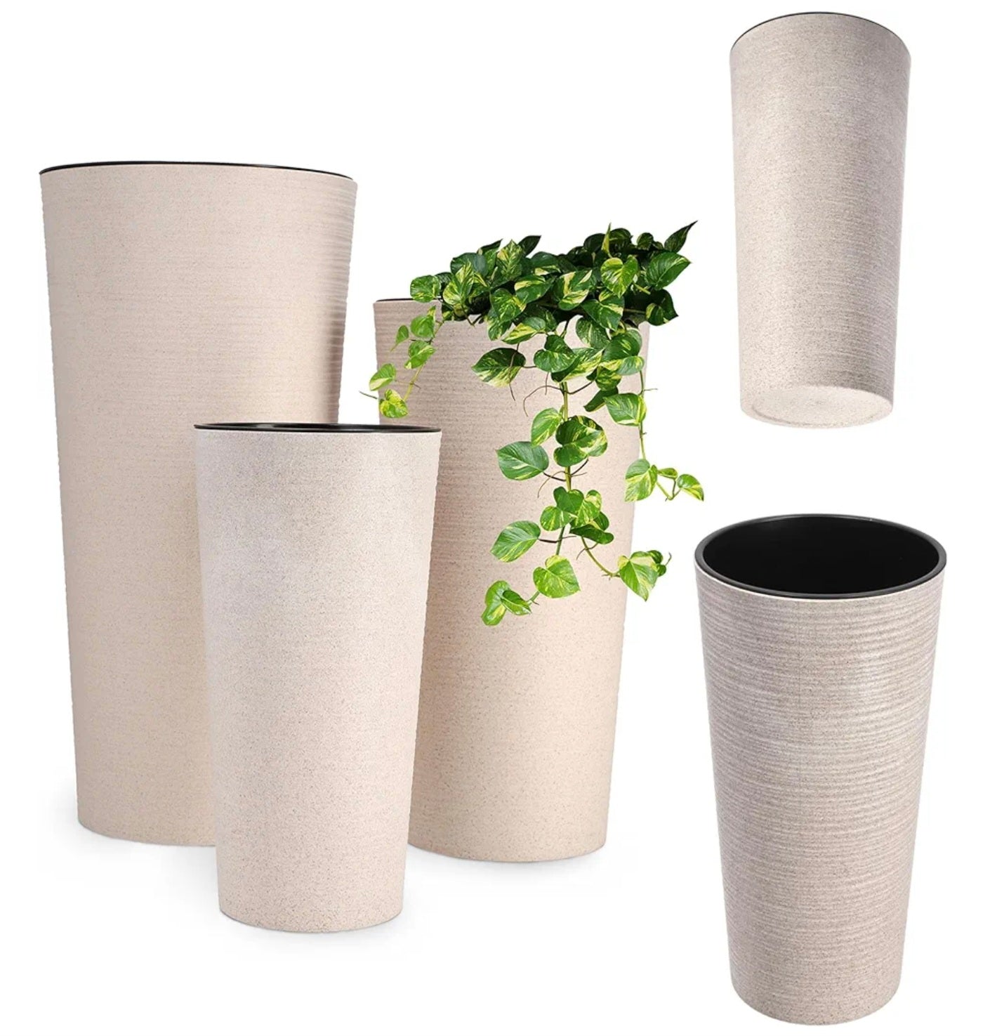Havekrukke høj, mellem, plastik, beige