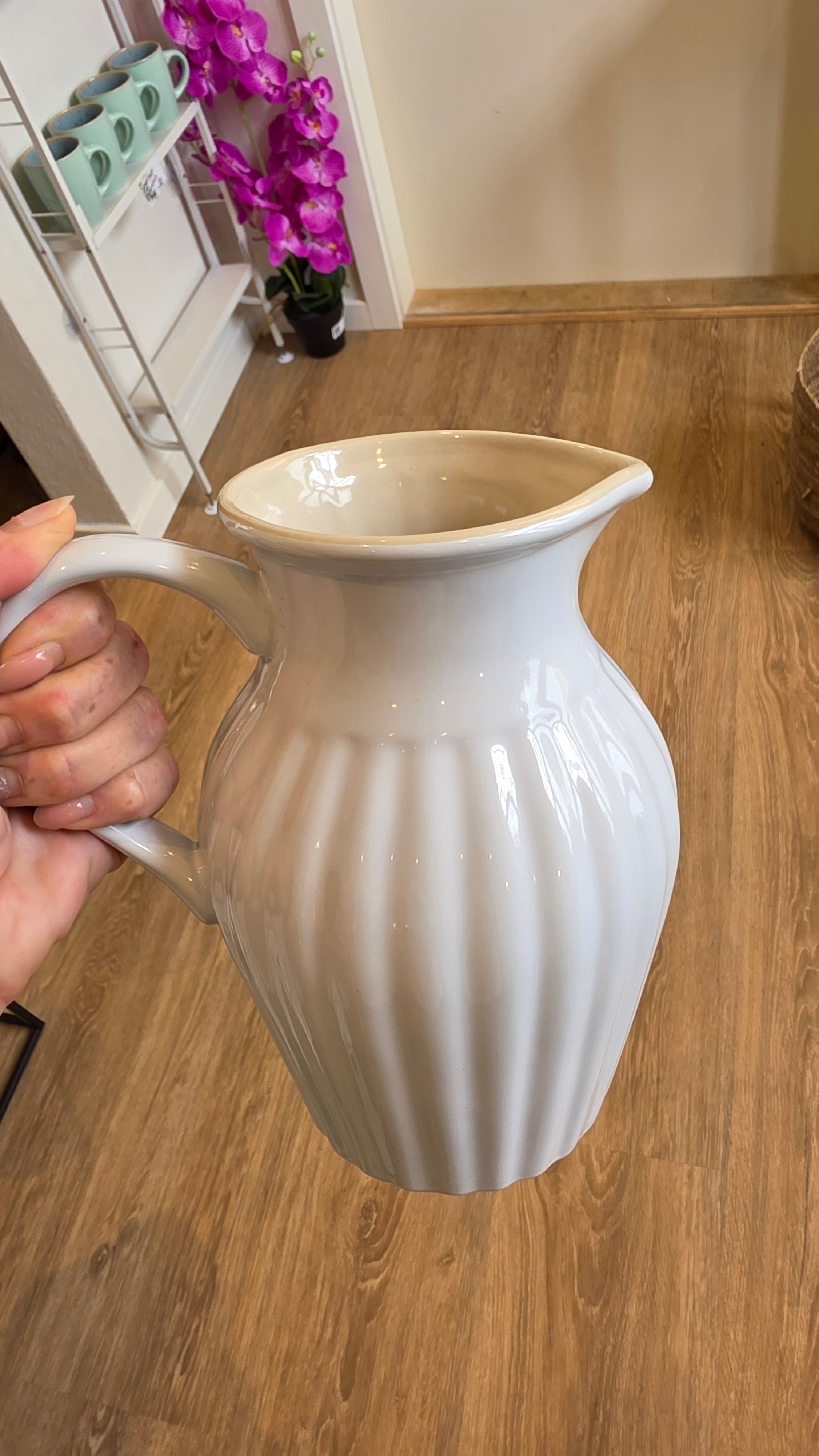 Keramik kande m/riller. Beige