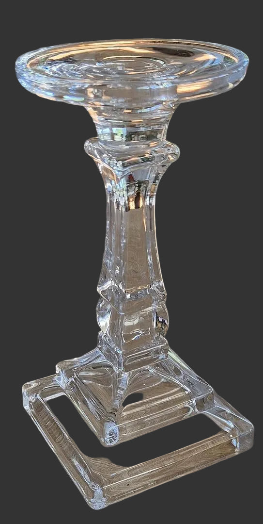 Lysestage, glas m/firkantet fod
