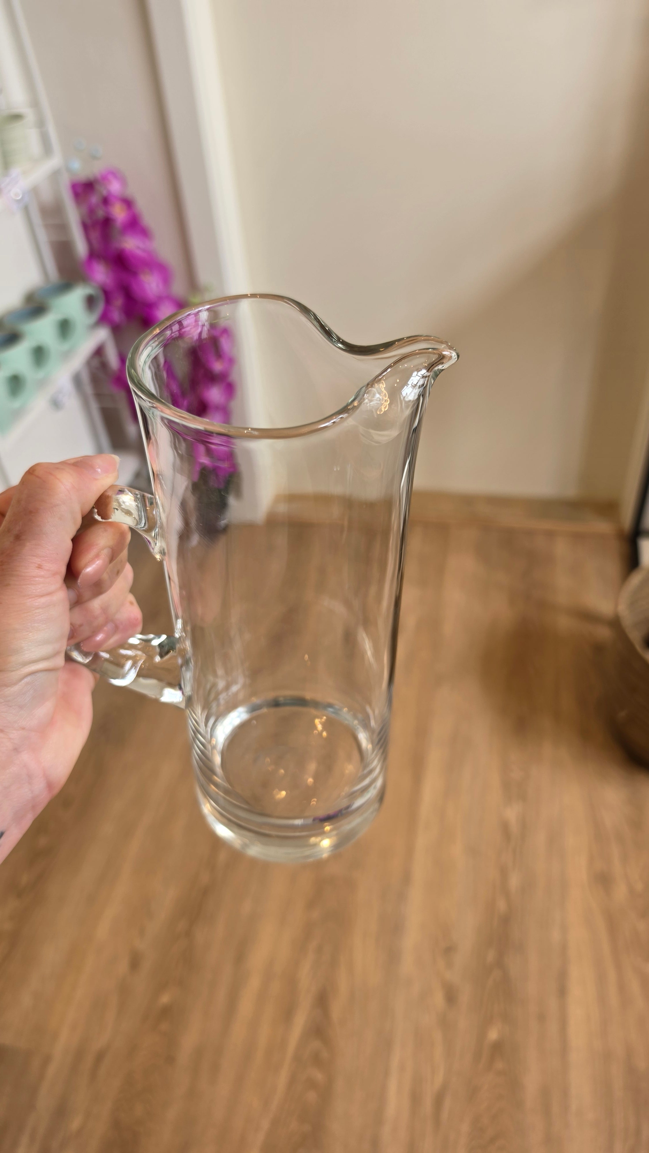 Høj glas kande m/anderledes top
