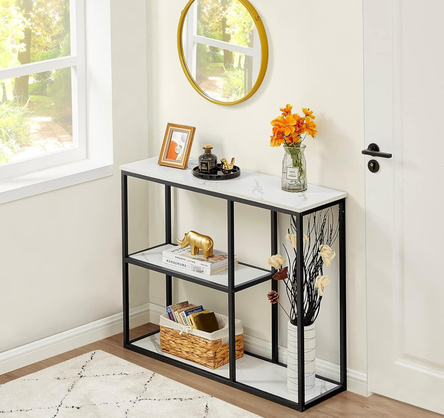 Konsolbord, marmor look/metal