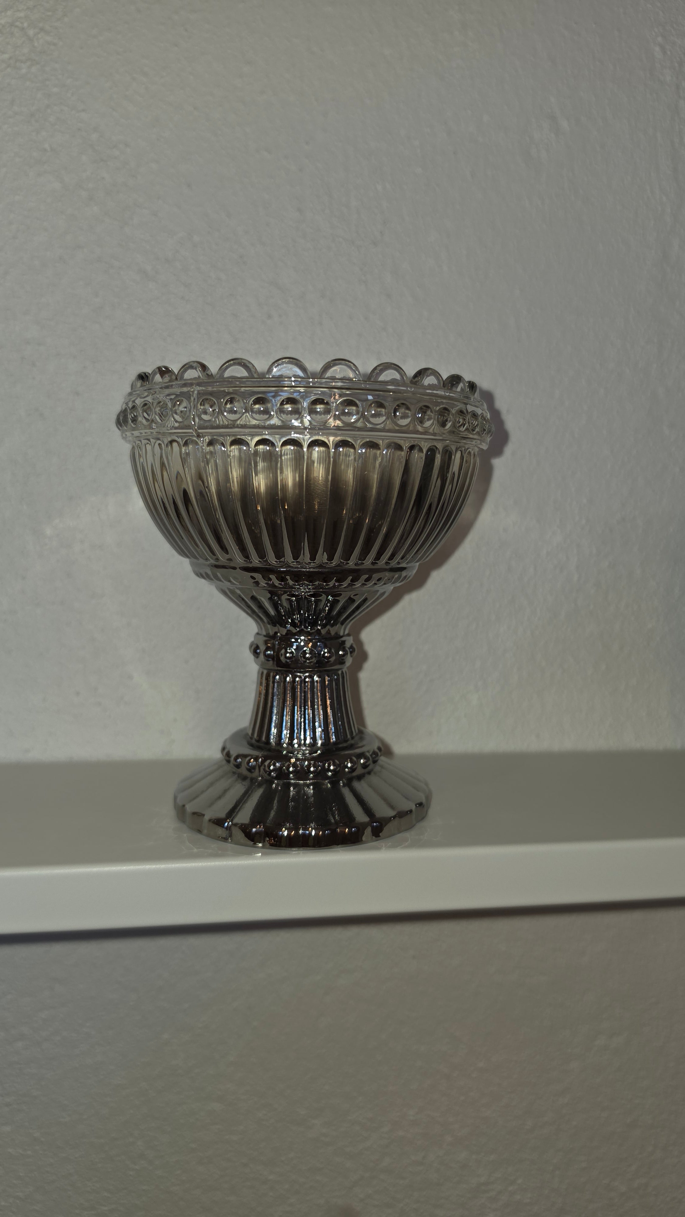 Skål på fod, sølv, glas