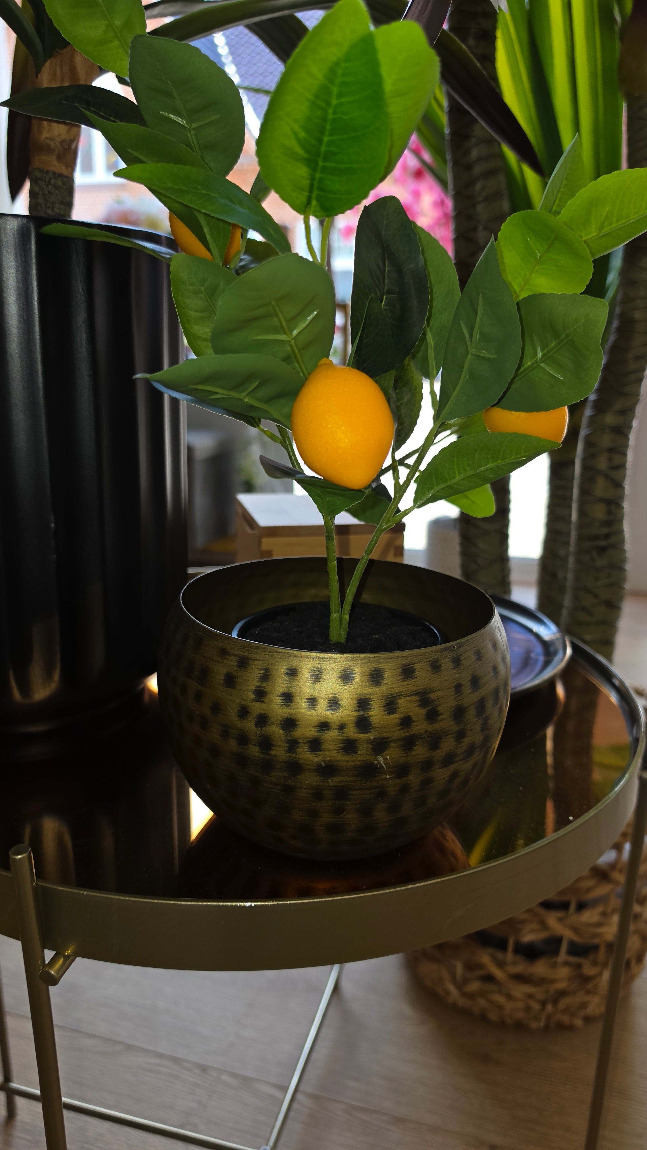 Metal potte, guld m/sort