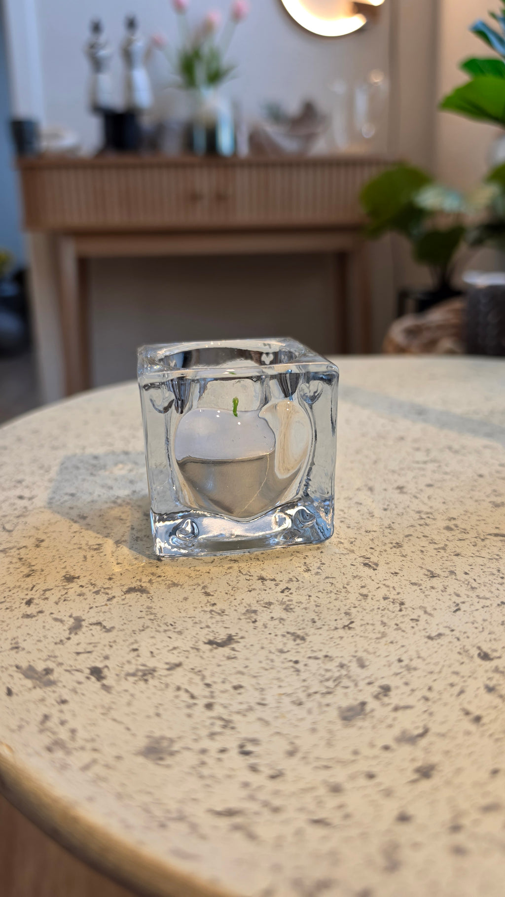 Hjerte fyrfadsstage, glas
