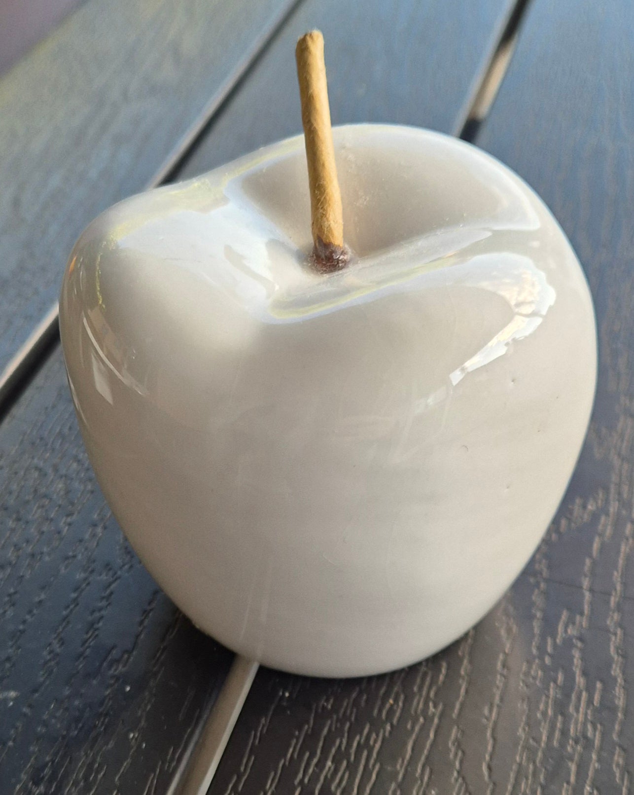 Porcelæns æble, beige, stor