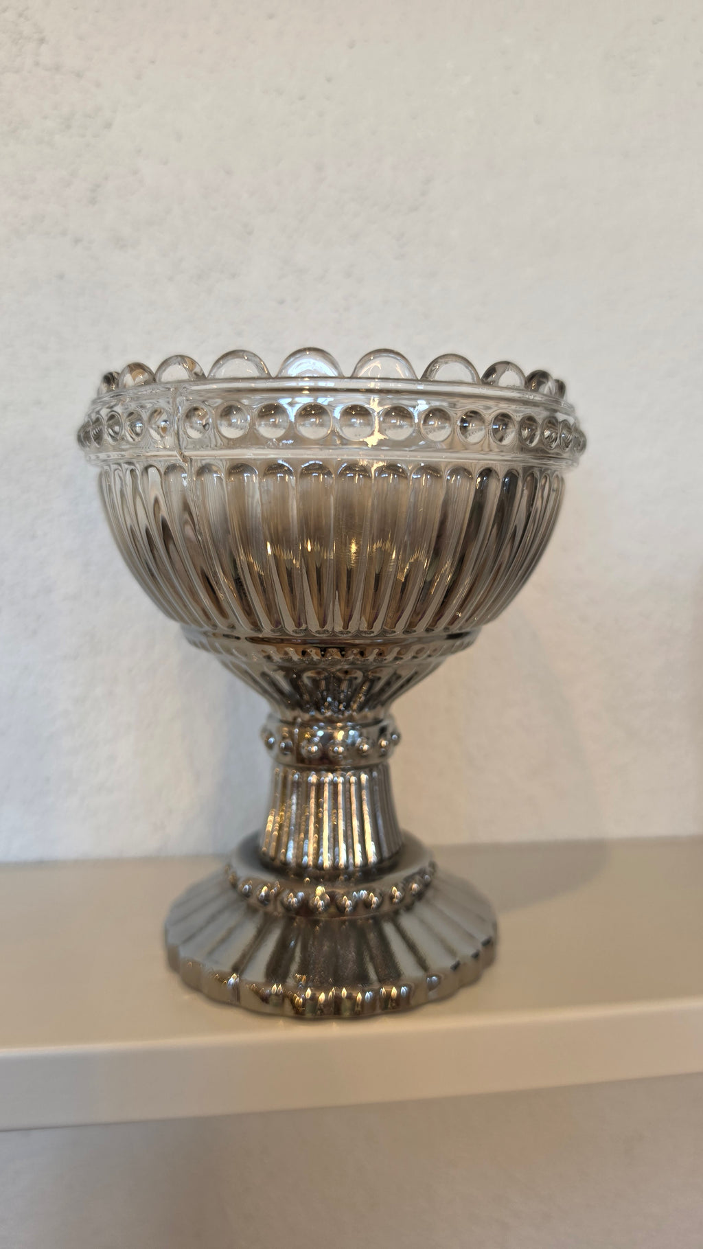 Skål på fod, sølv, glas