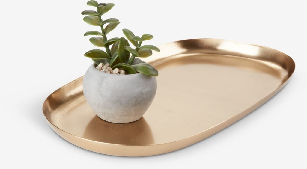 Bakke, metal, guld, aflang, B17L30 cm