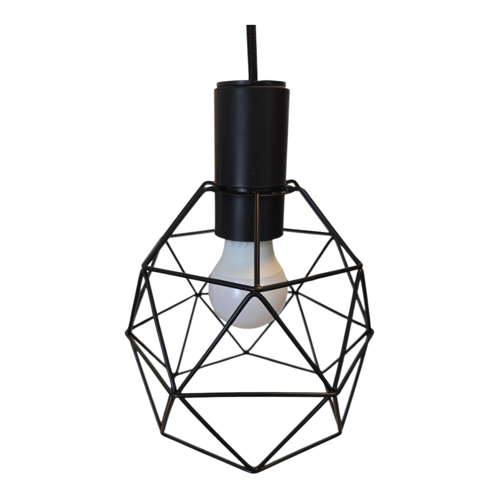 Pendel/loftslampe, sort metal. Pæren medfølger ikke