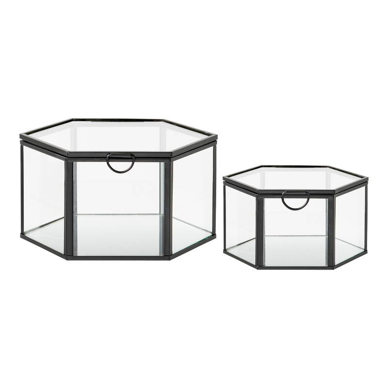 Boks, glas/metal, klar/sort
sæt af 2. House Nordic