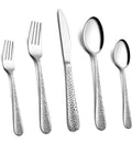 Bestik til 1 pers. Banket overflade, kniv, gaffel, kagegaffel ske, teske.