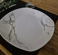 Middagstallerken, hvid marmor look. Ø25 cm