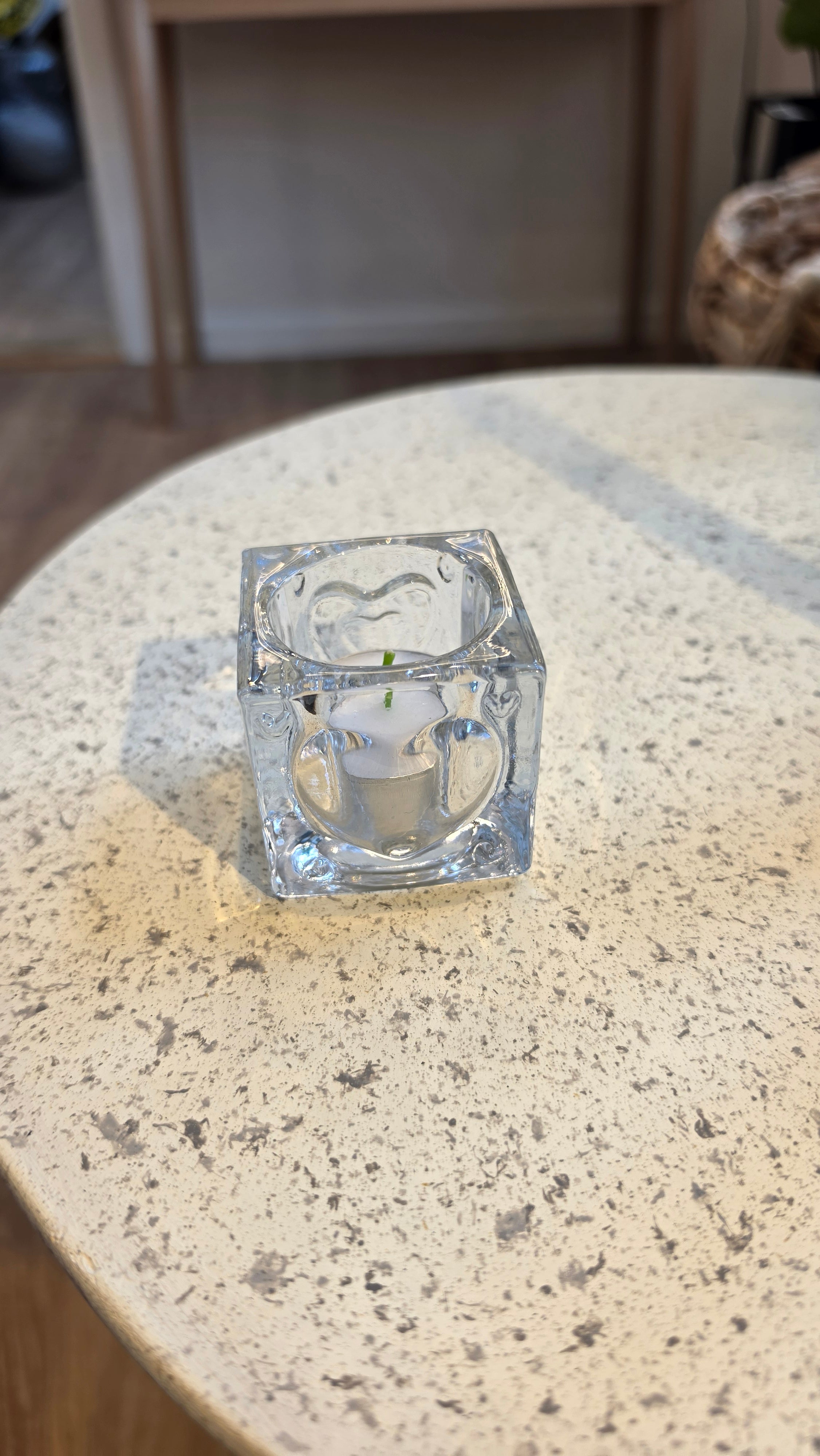 Hjerte fyrfadsstage, glas