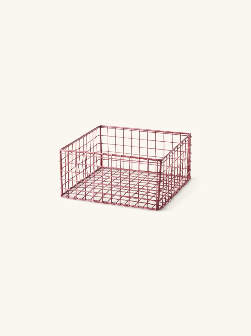 Metal kurv, rosa, 18x18x9